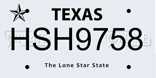 HSH9758 Texas License Plate