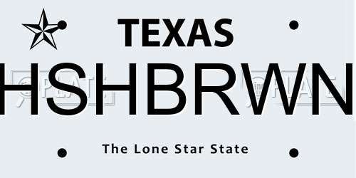 HSHBRWN Texas License Plate