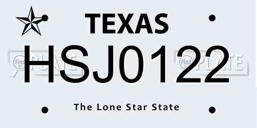 HSJ0122 Texas License Plate