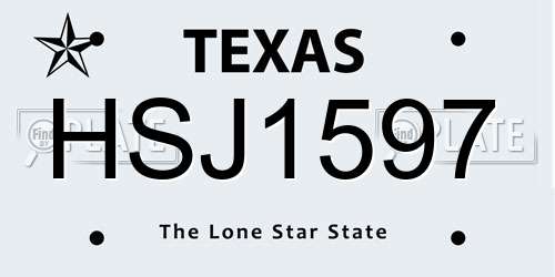 HSJ1597 Texas License Plate