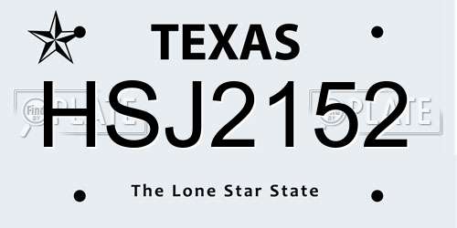 HSJ2152 Texas License Plate