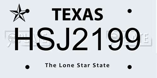 HSJ2199 Texas License Plate