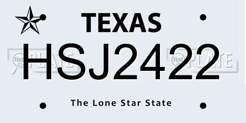 HSJ2422 Texas License Plate