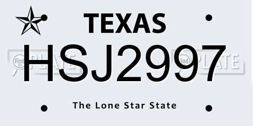 HSJ2997 Texas License Plate