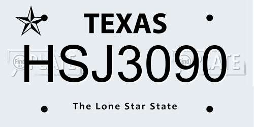HSJ3090 Texas License Plate