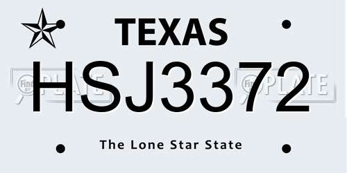 HSJ3372 Texas License Plate