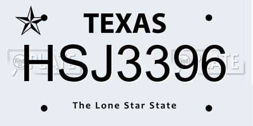 HSJ3396 Texas License Plate