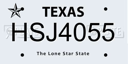 HSJ4055 Texas License Plate