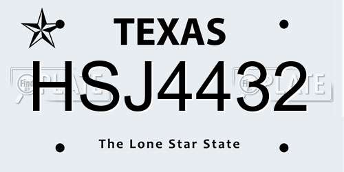 HSJ4432 Texas License Plate