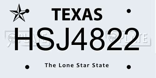 HSJ4822 Texas License Plate