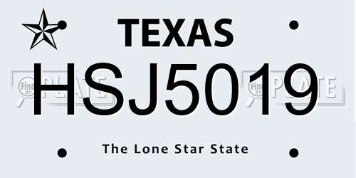 HSJ5019 Texas License Plate