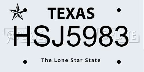 HSJ5983 Texas License Plate