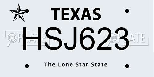 HSJ623 Texas License Plate