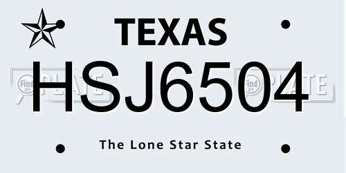 HSJ6504 Texas License Plate