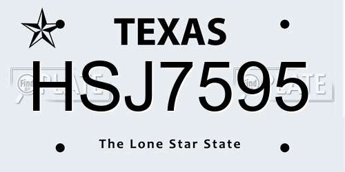 HSJ7595 Texas License Plate