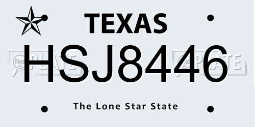 HSJ8446 Texas License Plate