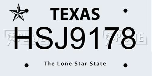 HSJ9178 Texas License Plate