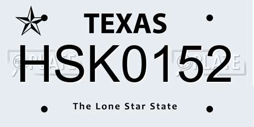 HSK0152 Texas License Plate