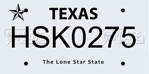 HSK0275 Texas License Plate