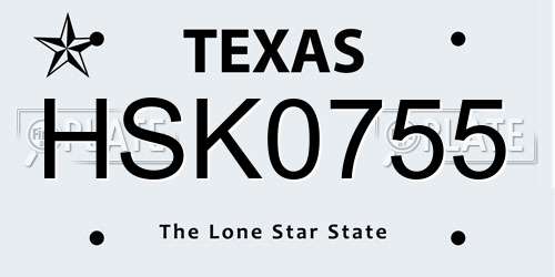 HSK0755 Texas License Plate