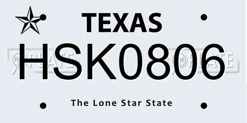 HSK0806 Texas License Plate