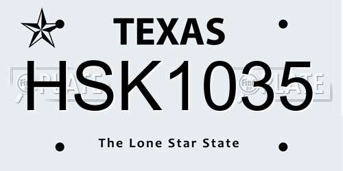 HSK1035 Texas License Plate
