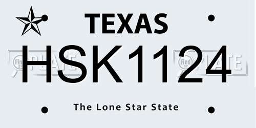 HSK1124 Texas License Plate