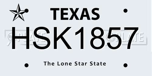 HSK1857 Texas License Plate