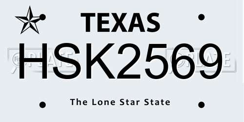 HSK2569 Texas License Plate