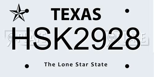 HSK2928 Texas License Plate