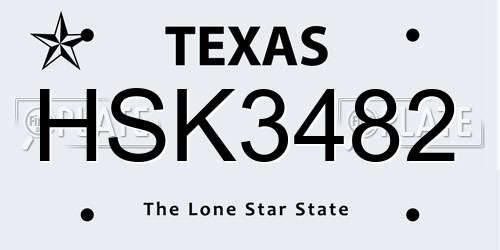 HSK3482 Texas License Plate