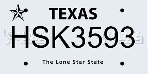 HSK3593 Texas License Plate