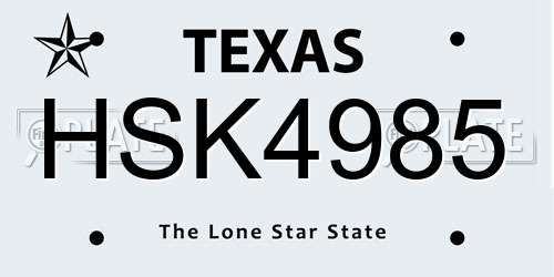 HSK4985 Texas License Plate