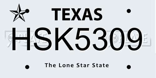 HSK5309 Texas License Plate