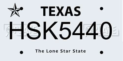 HSK5440 Texas License Plate