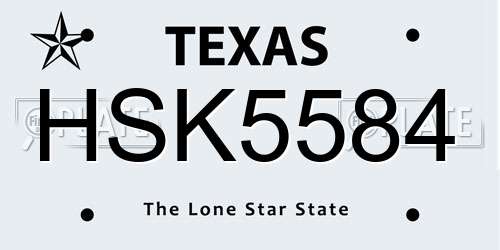 HSK5584 Texas License Plate