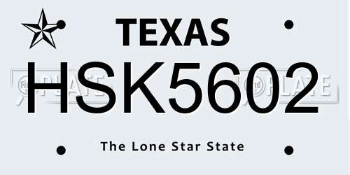 HSK5602 Texas License Plate