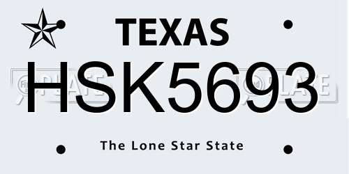 HSK5693 Texas License Plate