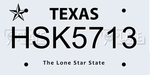 HSK5713 Texas License Plate