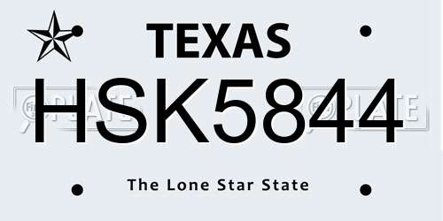 HSK5844 Texas License Plate