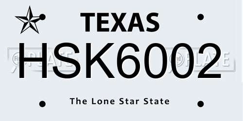 HSK6002 Texas License Plate