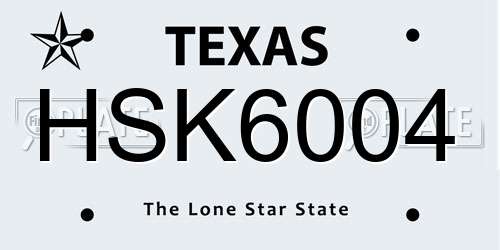 HSK6004 Texas License Plate