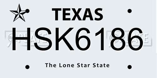 HSK6186 Texas License Plate