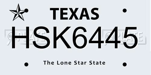HSK6445 Texas License Plate