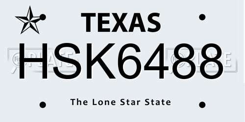 HSK6488 Texas License Plate