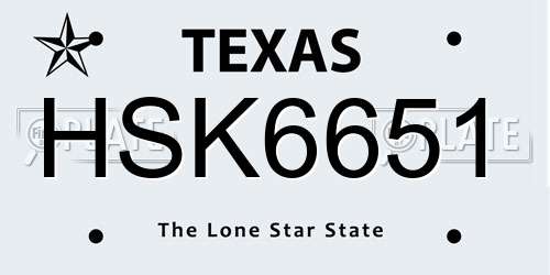 HSK6651 Texas License Plate
