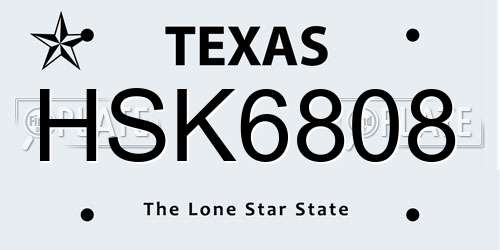 HSK6808 Texas License Plate
