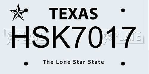 HSK7017 Texas License Plate