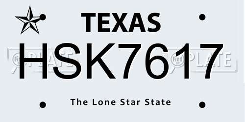 HSK7617 Texas License Plate