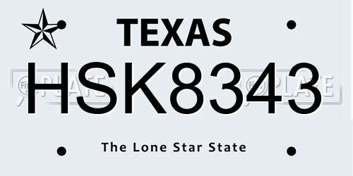 HSK8343 Texas License Plate